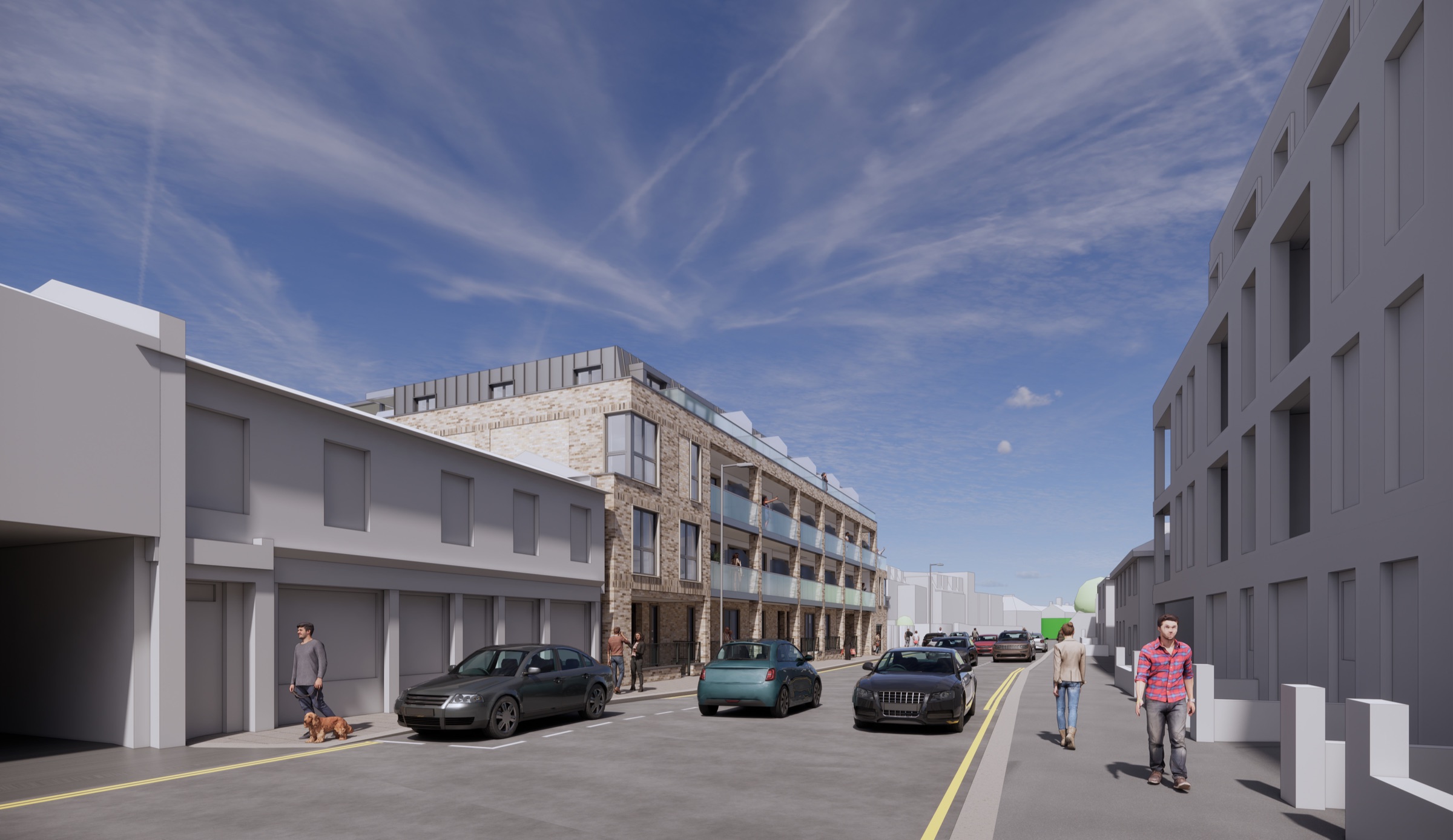 CGI view from the south-east along Brighton Road toward the development